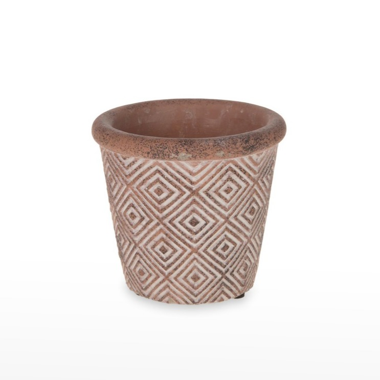 Vaso "Terracota" com adornos a branco